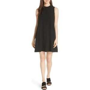 NWT Eileen Fisher Silk Georgette Crepe Round Neck Shift Dress L $398